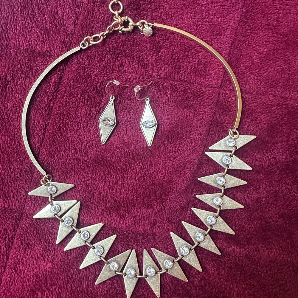 Striking J. Crew Gold-Tone Necklace and Earring Set